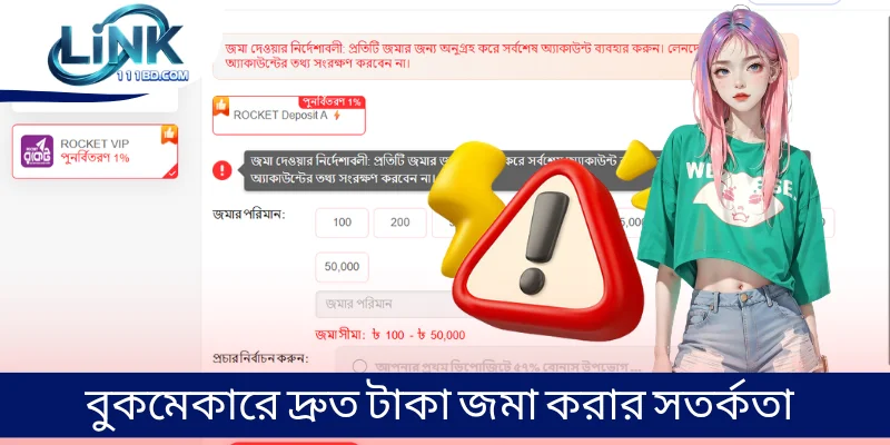 বুকমেকারে দ্রুত টাকা জমা করার সতর্কতা