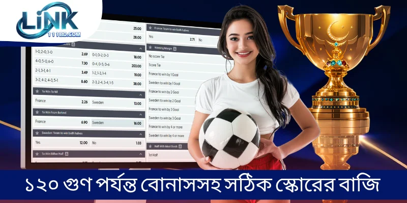 ১২০ গুণ পর্যন্ত বোনাসসহ সঠিক স্কোরের বাজি